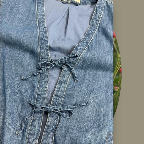 Free People Denim Dragonfly Tie Front Jacket. Size: XL - Picture 12 of 13